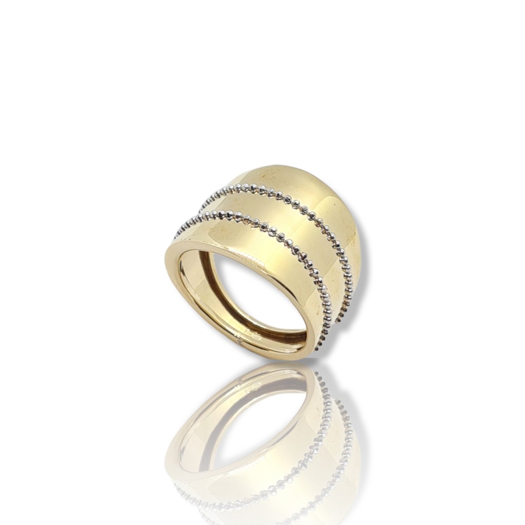 Anello in oro giallo k14 con dettagli in oro bianco (code S223869)